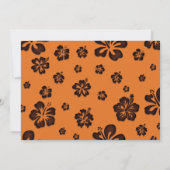 オレンジ & ウッド ヒビスカス トロピカル レトロ インビテーション (裏面)