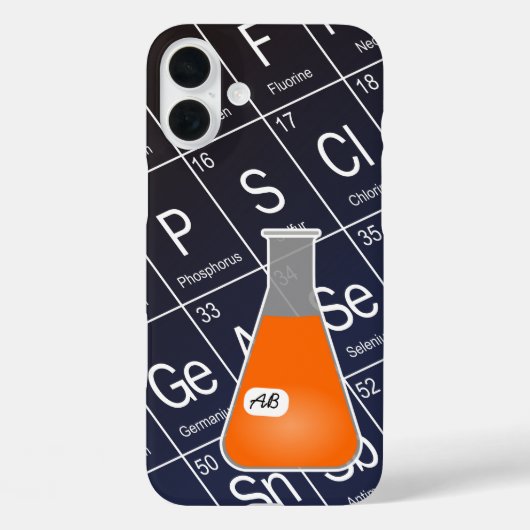 オレンジ・エレンマイヤーフラスコ(イニシャル付)化学 Case-Mate iPhoneケース (裏面)
