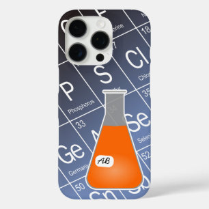 オレンジ・エレンマイヤーフラスコ(イニシャル付)化学 iPhone 16 PROケース