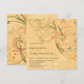 オレンジ+オリーブフローラ旋回結婚式招待状 招待状 (正面/裏面)