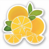 オレンジ、オレンジのスライス、柑橘類のトロピカルフルーツ シール (正面)