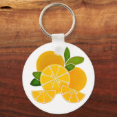 オレンジ、オレンジのスライス、柑橘類の果実 キーホルダー (正面)