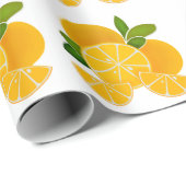 オレンジ、オレンジのスライス、柑橘類の果実 ラッピングペーパー (ロールコーナー)