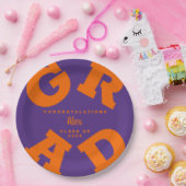 オレンジ・オン・パープル卒業パーソナライズされた ペーパープレート (パーティー)