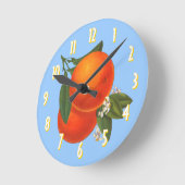 オレンジ・オン・ブルーヴィンテージ・クラート・アート・クロック ラウンド壁時計 (傾斜)