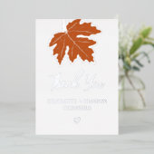 オレンジ オータム マップル リーフ ウェディング サンクス シルバー 箔招待状 (立ち正面)