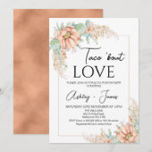 オレンジ カクタス ボーホー フラワル カップルシャワー 招待状 (正面/裏面)