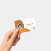 オレンジ カスタマイズ 写真 ロゴ バーコード 従業員 バッジ (手持ち)