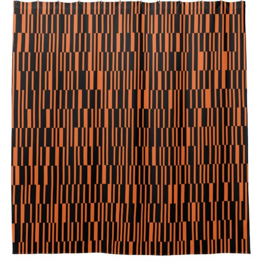 オレンジ、カッコいいトレンディー、幾何モダングラフィックアート シャワーカーテン (正面)