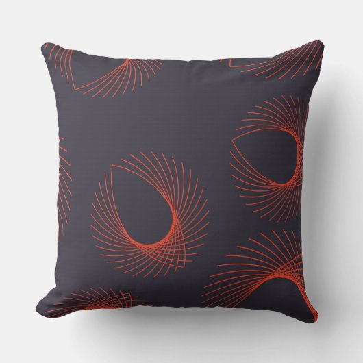 オレンジ、カッコいいトレンディー、幾何学的な目の抽象化 クッション (正面)