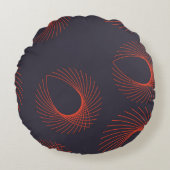 オレンジ、カッコいいトレンディー、幾何学的な目の抽象化 ラウンドクッション (正面)