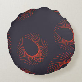オレンジ、カッコいいトレンディー、幾何学的な目の抽象化 ラウンドクッション