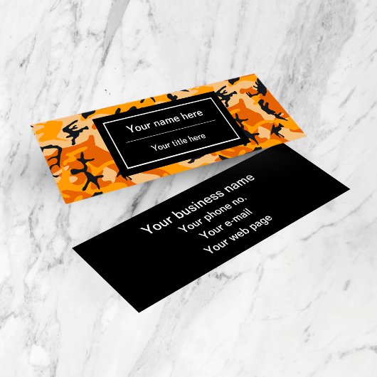 オレンジ・カモフラージュ、軍隊、陸軍 スキニー名刺