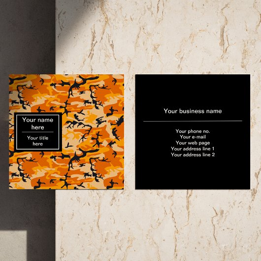 オレンジ・カモフラージュ、軍隊、陸軍 スクエア名刺