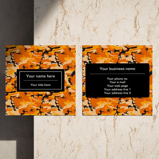 オレンジ・カモフラージュ、軍隊、陸軍 スクエア名刺