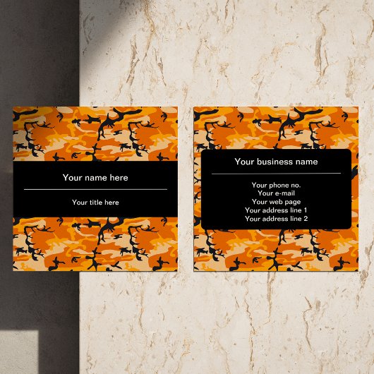 オレンジ・カモフラージュ、軍隊、陸軍 スクエア名刺