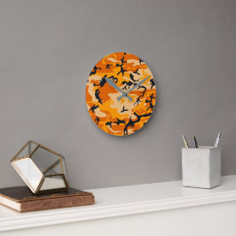 オレンジ・カモフラージュ、軍隊、陸軍 ラウンド壁時計