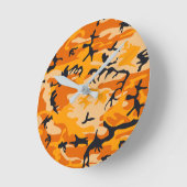 オレンジ・カモフラージュ、軍隊、陸軍 ラウンド壁時計 (傾斜)