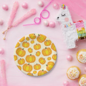 オレンジ カルーン かぼちゃ模様 ペーパープレート (パーティー)