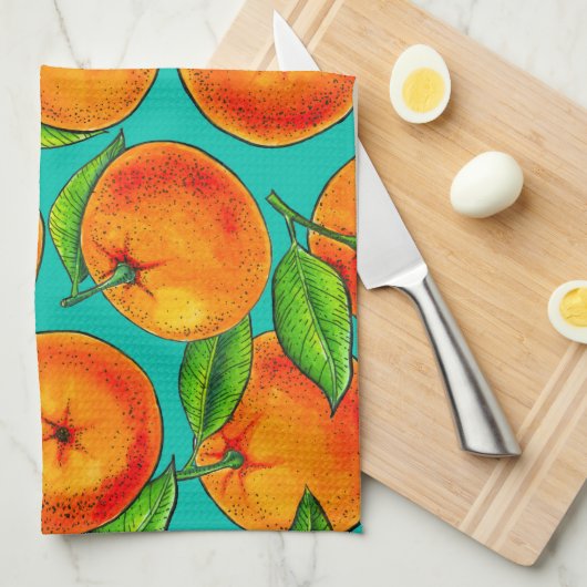 オレンジ キッチンタオル (四つ折り)