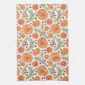 オレンジ、クランベリーとローズマリーホリデーウォーター色 キッチンタオル (縦)