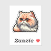 オレンジ&クリームキャットポートレートふわふわの可愛さOv シール (シート)