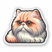 オレンジ&クリームキャットポートレートふわふわの可愛さOv シール (正面)