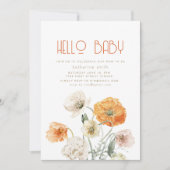 オレンジ&クリームフローラベビーシャワーパーティの招待状 招待状 (正面)