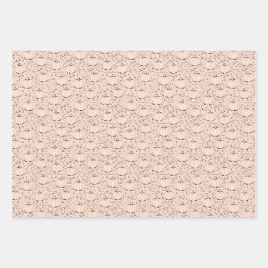 オレンジ&クリームリトルカボチャベビーハロウィーン ラッピングペーパーシート (正面3)