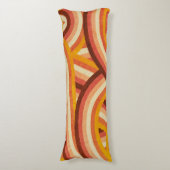 オレンジ/クリーム/ブラウンレトロレインボーストライプパターン ボディピロー (正面縦)