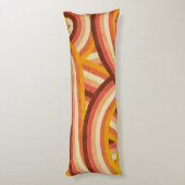 オレンジ/クリーム/ブラウンレトロレインボーストライプパターン ボディピロー (裏面 (縦))