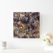 オレンジ グアナ アート スクエア壁時計 (ホーム)