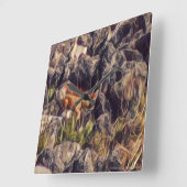 オレンジ グアナ アート スクエア壁時計 (傾斜)