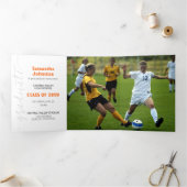 オレンジ グラデュエート スクリプト モダン フォト3 三つ折り招待状 (内部)