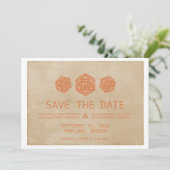 オレンジ グランジ D20 ダイス ゲーマー セーブ・ザ・デート 招待状 (スタンド正面)