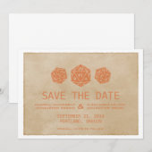 オレンジ グランジ D20 ダイス ゲーマー セーブ・ザ・デート 招待状 (正面/裏面)