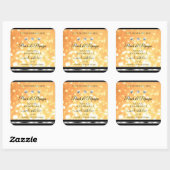 オレンジ グリッター 製品ラベル キラキラ輝くダイヤモンド スクエアシール (シート)