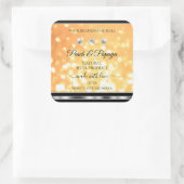 オレンジ グリッター 製品ラベル キラキラ輝くダイヤモンド スクエアシール (バッグ)