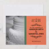 オレンジ＆グリーンの結婚式Save the Dateお知らせ 招待状 (正面/裏面)