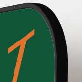 オレンジ&グリーンカレッジモノグラムピックボールパドル ピックルボールラケット (左詳細)