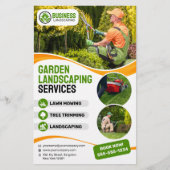 オレンジ&グリーンガーデン造園ローンケアモーイング チラシ (正面)