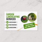 オレンジ&グリーンガーデン造園ローンケアモーイング 名刺 (裏面)