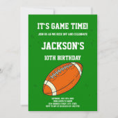 オレンジ&グリーンサッカー誕生日招待状 招待状 (正面)