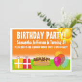 オレンジ&グリーンサマーアウトドア誕生日 招待状 (スタンド正面)