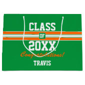 オレンジ・グリーンスクールカラーズ卒業カスタム ラージペーパーバッグ (正面)