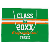 オレンジ・グリーンスクールカラーズ卒業カスタム ラージペーパーバッグ (裏面)