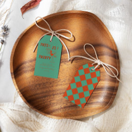 オレンジ&グリーンレトロシック30th誕生日パーティー ギフトタグ