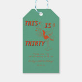 オレンジ&グリーンレトロシック30th誕生日パーティー ギフトタグ (正面)