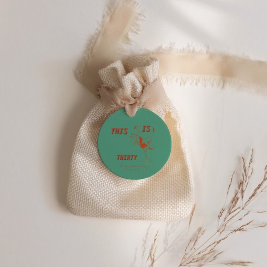 オレンジ&グリーンレトロシック30th誕生日パーティー フェイバータグ