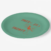 オレンジ&グリーンレトロシック30th誕生日パーティー ペーパープレート (アングル)